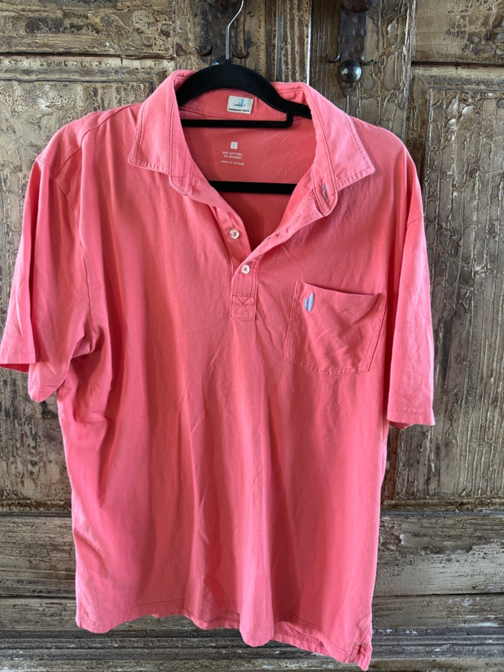 johnnie-O Men's Coral Pink Polo with Chest Pocket